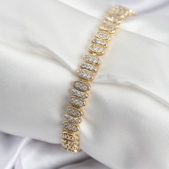 Pirinç VIP Seri Gold Renk Oval Sıralı Kadın Bileklik