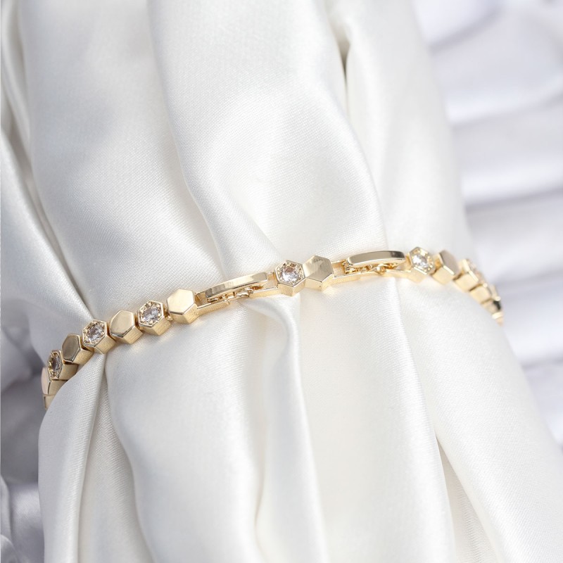 Pirinç VIP Seri Gold Renk Petek Model Kadın Bileklik