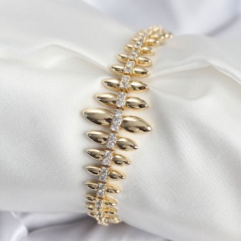 Pirinç VIP Seri Gold Renk Sıralı Damla Model Kadın Bileklik