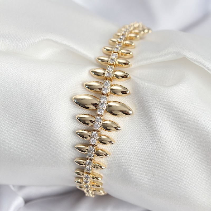 Pirinç VIP Seri Gold Renk Sıralı Damla Model Kadın Bileklik