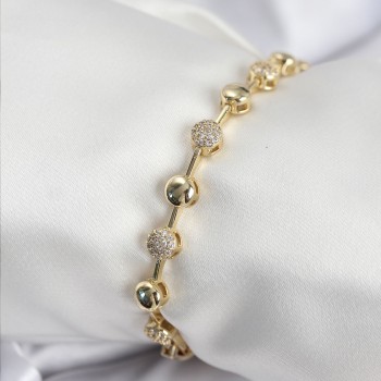 Pirinç VIP Seri Gold Renk Topçuk Model Kadın Bileklik