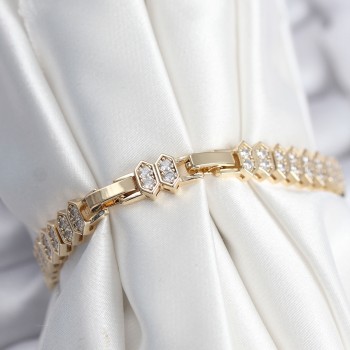 Pirinç VIP Seri Gold Renk Zirkon Taşlı Kadın Bileklik