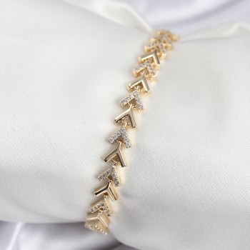 Pirinç VIP Seri Gold Zirkon Taşlı Balık Sırtı Model Kadın Bileklik