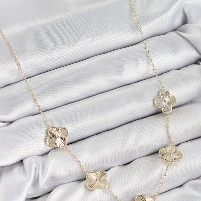 Pirinç VIP Yonca Model Gold Renk Kadın Kolye