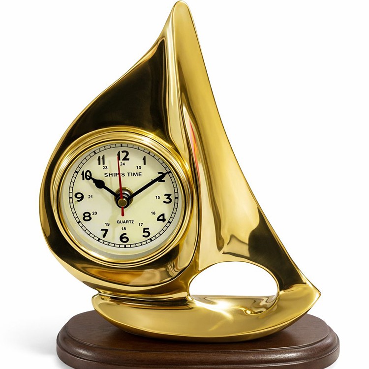 Pirinç Yelkenli Gemi Masa Saati 