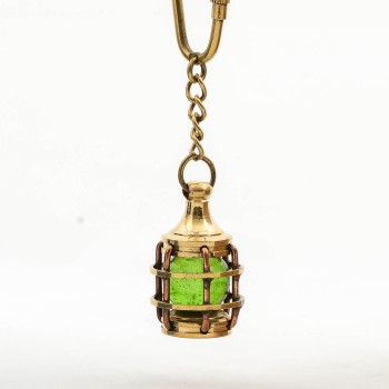 Pirinç Yeşil Gaz Lambası Tasarımı Anahtarlık 