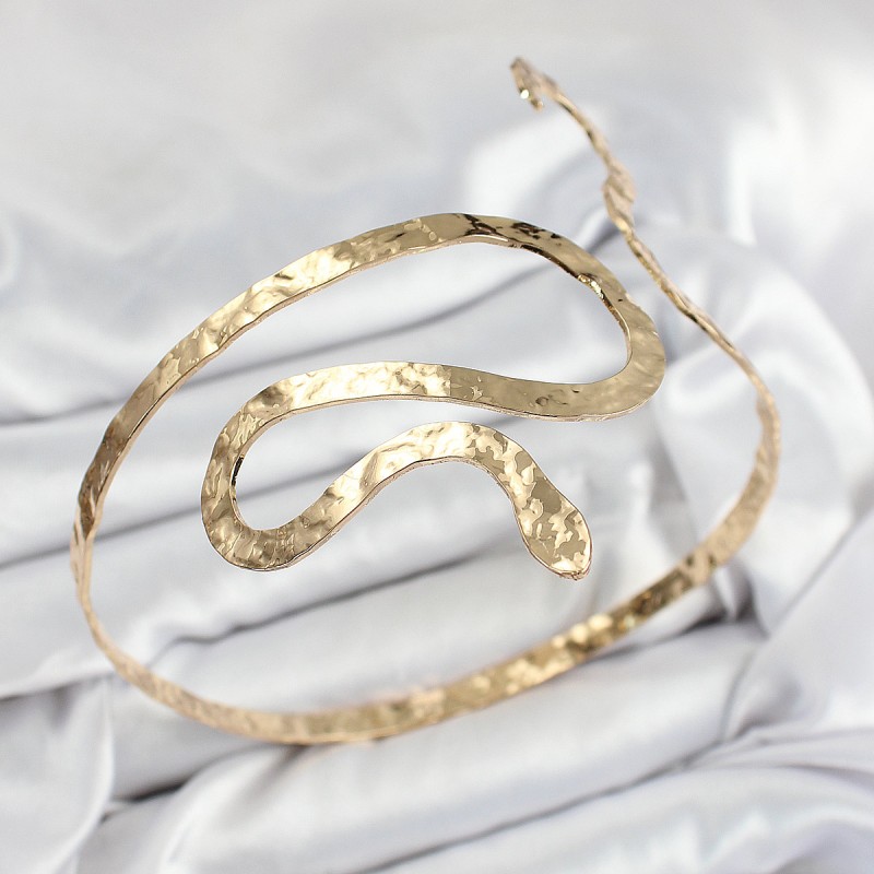 Pirinç Yılan Model Gold Renk Kadın Pazu Bileklik