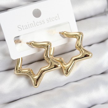 Pirinç Yıldız Model Gold Renk Kadın Küpe