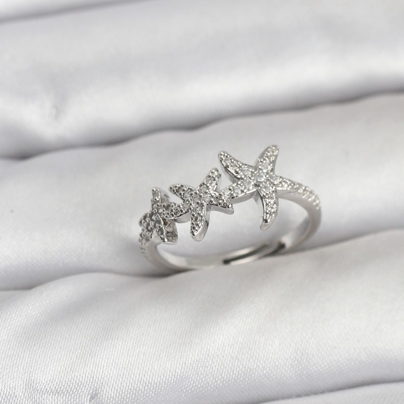 Pirinç Yıldız Model Gümüş Renk Kadın Yüzük