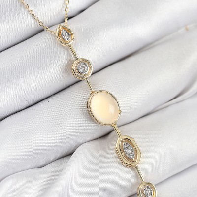 Pirinç Zincir Sarı Gold Renk Zirkon Taşlı Y Kolye