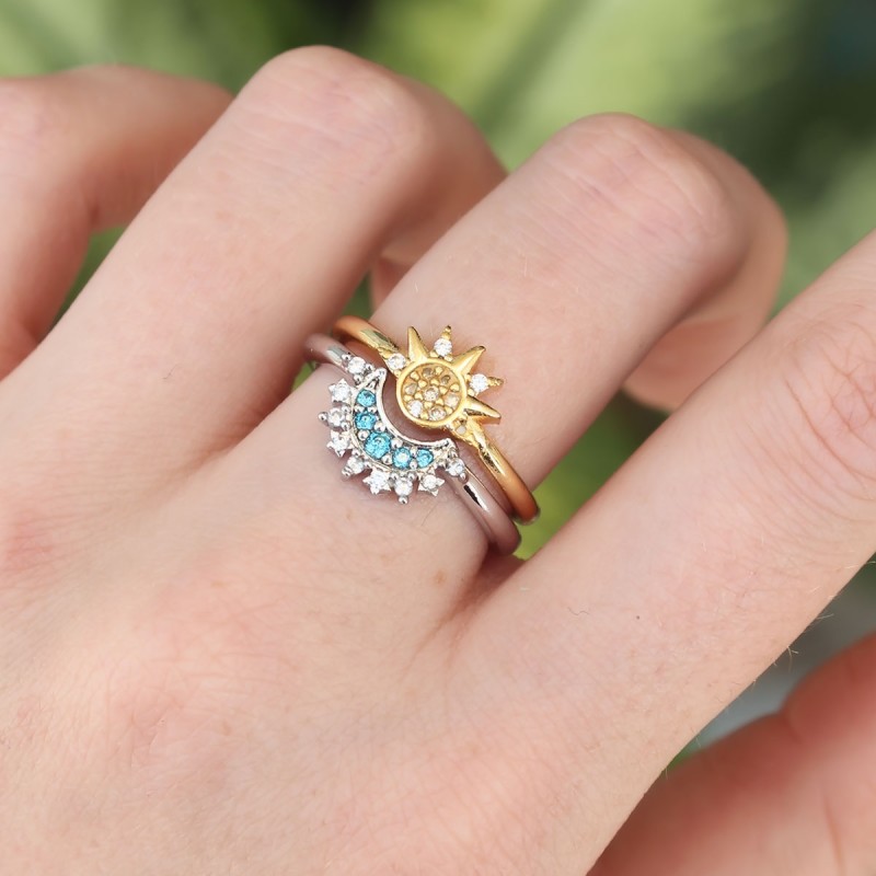 Pirinç Zirkon Taşlı 2li Ayarlanabilir Arkadaş Yüzüğü