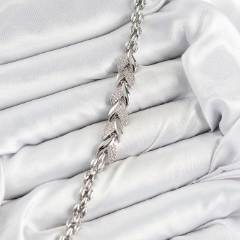 Pirinç Zirkon Taşlı Balık Kuyruğu Model Gümüş Renk Kadın Bileklik