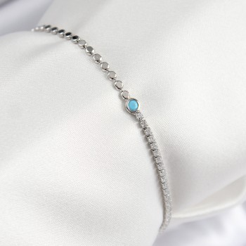 Pirinç Zirkon Taşlı Boncuk Model Ezme Zincir Gümüş Renk Kadın Bileklik