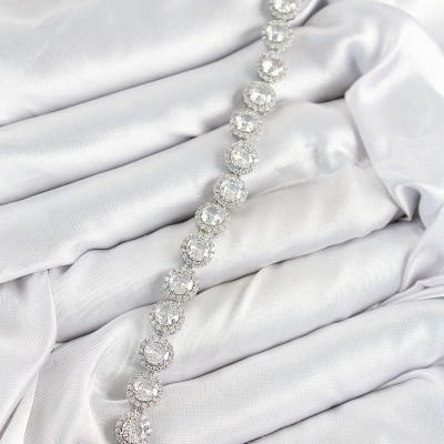 Pirinç Zirkon Taşlı Daire Baget Model Gümüş Renk VIP Seri Kadın Bileklik