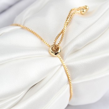 Pirinç Zirkon Taşlı Daire Model Gold Renk Asansörlü Kadın Bileklik