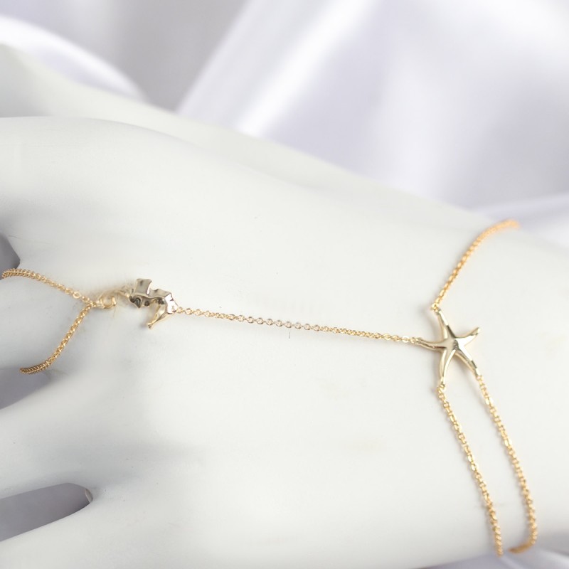 Pirinç Zirkon Taşlı Deniz Atı Ve Yıldız Model Gold Renk Şahmeran