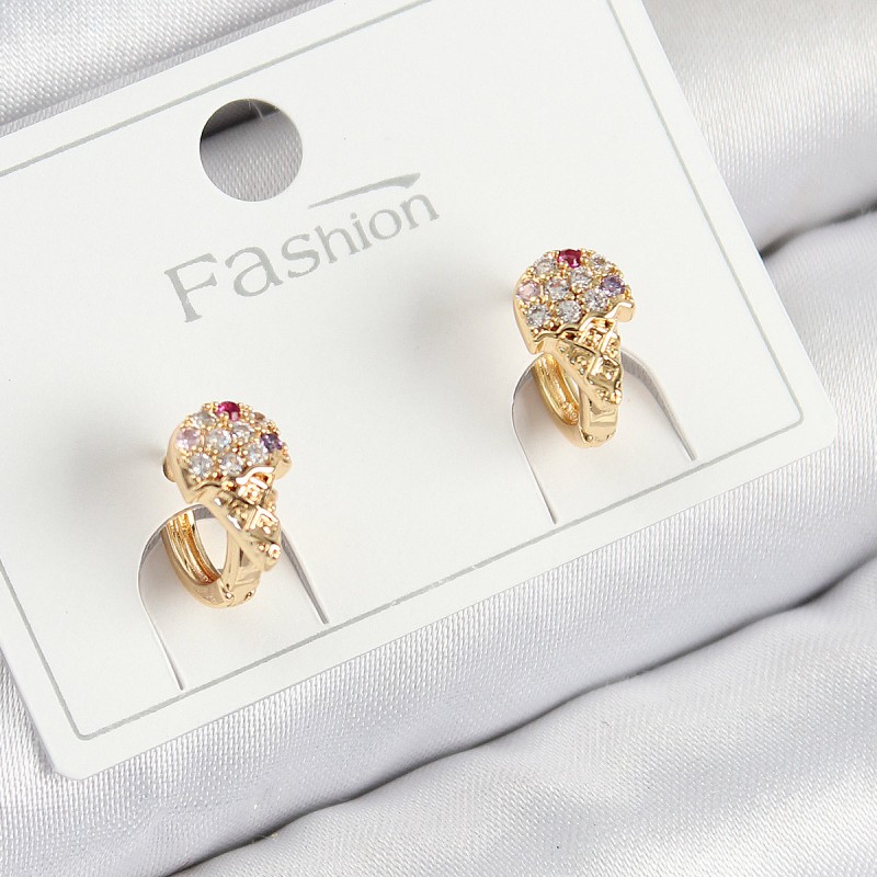 Pirinç Zirkon Taşlı Dondurma Model Gold Renk Çocuk Küpe