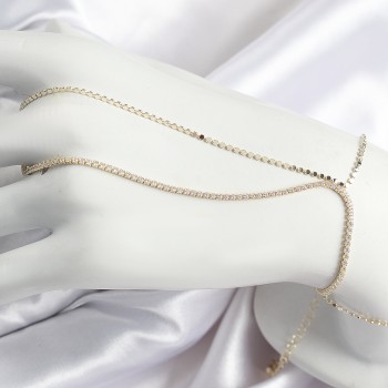 Pirinç Zirkon Taşlı Ezme Zincir Model Gold Renk Kadın Şahmeran