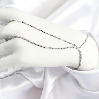 Pirinç Zirkon Taşlı Ezme Zincir Model Gümüş Renk Kadın Şahmeran