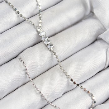 Pirinç Zirkon Taşlı Ezme Zincirli Model Gümüş Renk Y Kolye