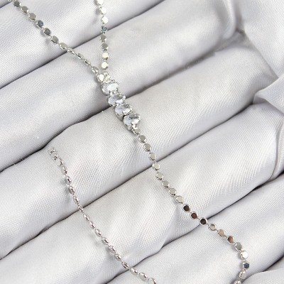 Pirinç Zirkon Taşlı Ezme Zincirli Model Gümüş Renk Y Kolye