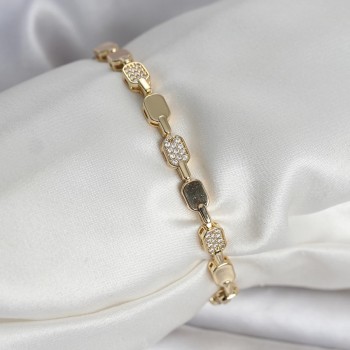 Pirinç Zirkon Taşlı Gold Renk Kadın Bileklik