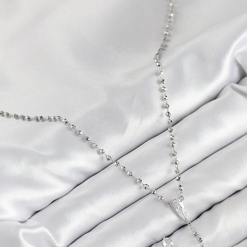 Pirinç Zirkon Taşlı Gümüş Renk Kadın Y Kolye