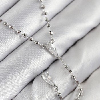 Pirinç Zirkon Taşlı Gümüş Renk Kadın Y Kolye