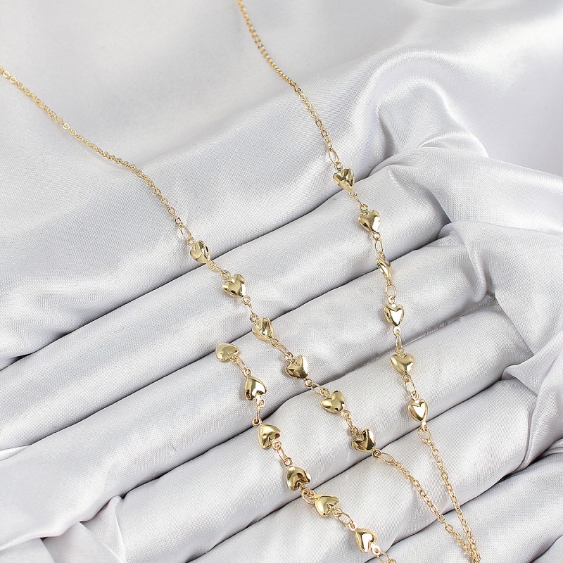 Pirinç Zirkon Taşlı Kalp Model Gold Renk Y Kolye