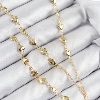 Pirinç Zirkon Taşlı Kalp Model Gold Renk Y Kolye