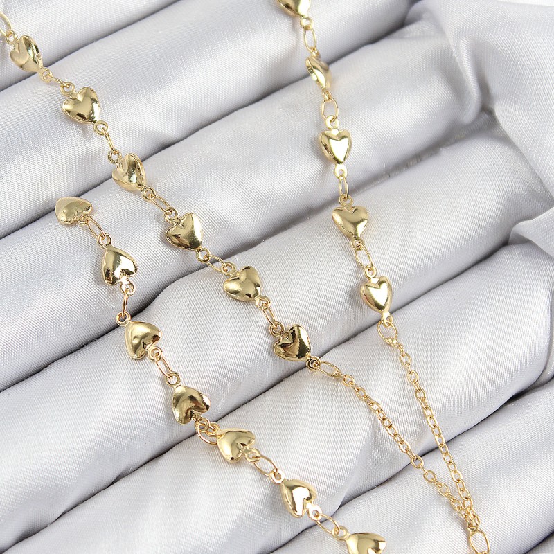 Pirinç Zirkon Taşlı Kalp Model Gold Renk Y Kolye