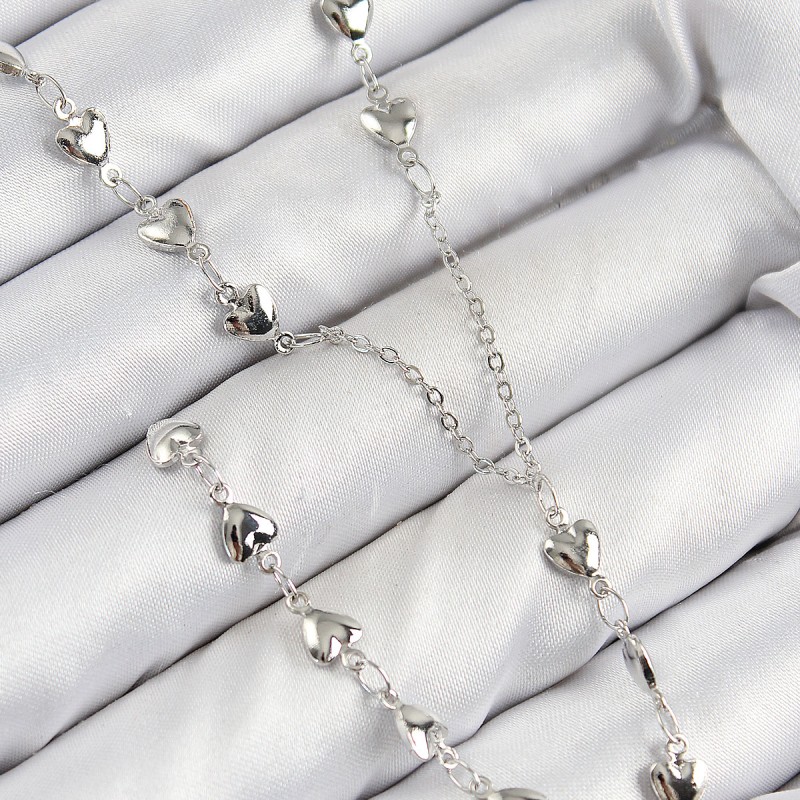 Pirinç Zirkon Taşlı Kalp Model Gümüş Renk Y Kolye