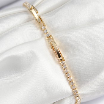 Pirinç Zirkon Taşlı Kuğu Model Gold Renk Kadın Bileklik