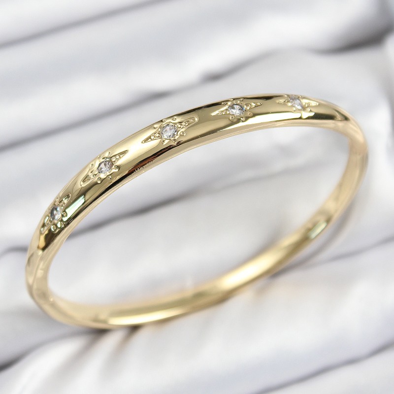 Pirinç Zirkon Taşlı Kutup Yıldızı Model Gold Renk Kadın Kelepçe