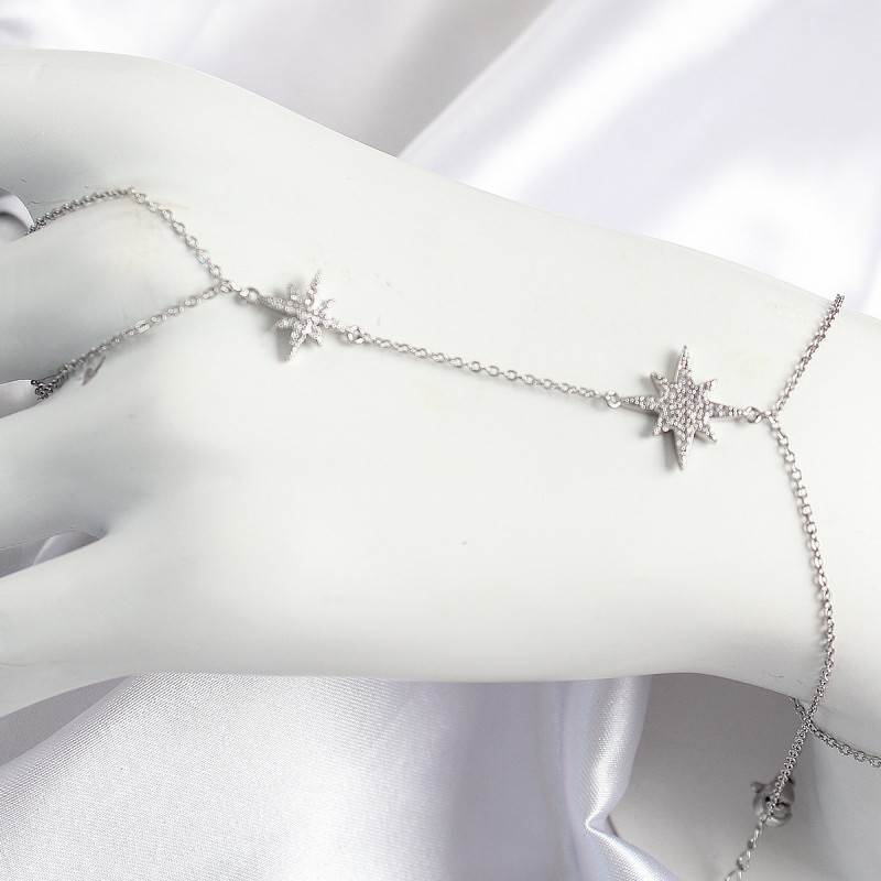 Pirinç Zirkon Taşlı Kutup Yıldızı Model Gümüş Renk Kadın Şahmeran