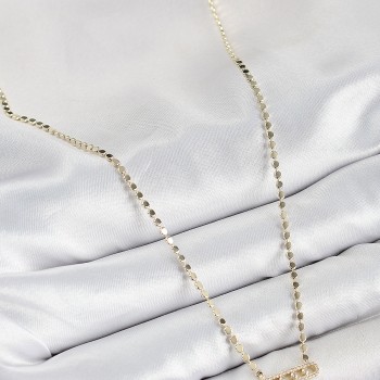 Pirinç Zirkon Taşlı Messika Model Ezme Zincir Gold Renk Kadın Kolye