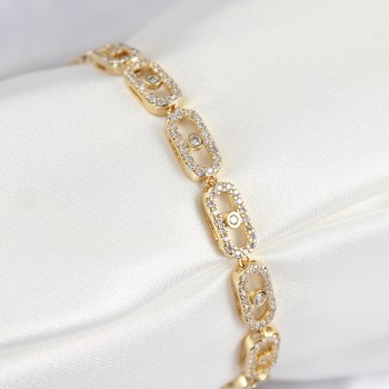 Pirinç Zirkon Taşlı Messika Model Gold Renk VIP Seri Kadın Bileklik