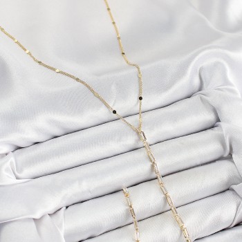 Pirinç Zirkon Taşlı Model Gold Renk Y Kolye