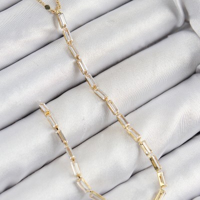 Pirinç Zirkon Taşlı Model Gold Renk Y Kolye