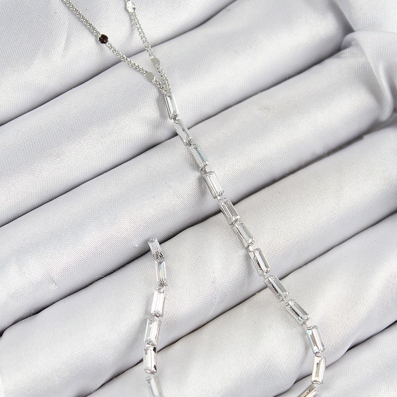 Pirinç Zirkon Taşlı Model Gümüş Renk Y Kolye