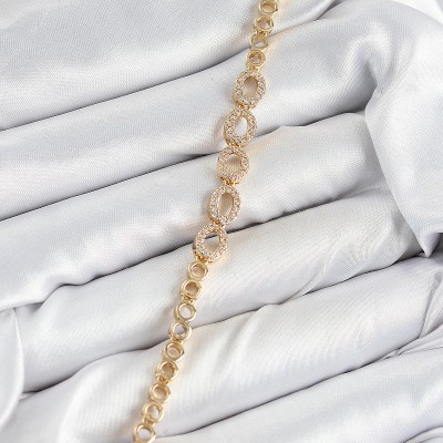 Pirinç Zirkon Taşlı Oval Model Gold Renk Kadın Bileklik