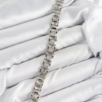 Pirinç Zirkon Taşlı Parçalı Model Gümüş Renk Kadın Bileklik