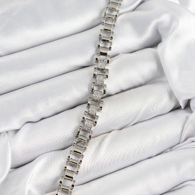 Pirinç Zirkon Taşlı Parçalı Model Gümüş Renk Kadın Bileklik