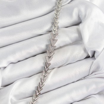 Pirinç Zirkon Taşlı Sıralı Ok Model Gümüş Renk Kadın Bileklik