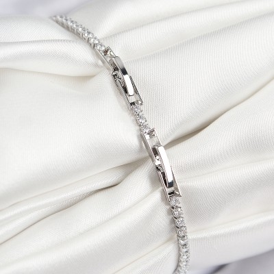 Pirinç Zirkon Taşlı Sonsuzluk Kalp Model Gümüş Renk Kadın Bileklik