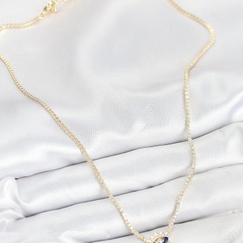 Pirinç Zirkon Taşlı Su Yolu Göz Model Gold Renk Kadın Kolye