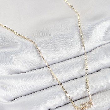 Pirinç Zirkon Taşlı Tifany Model Ezme Zincir Gold Renk Kadın Kolye