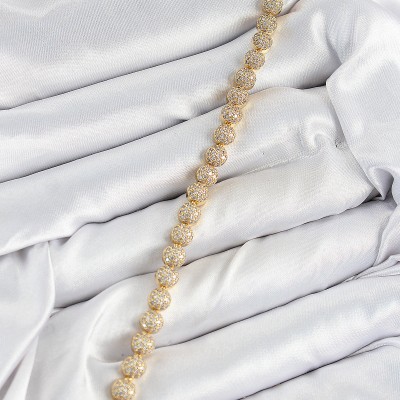 Pirinç Zirkon Taşlı Yarım Topcuk Model Gold Renk VIP Seri Kadın Bileklik