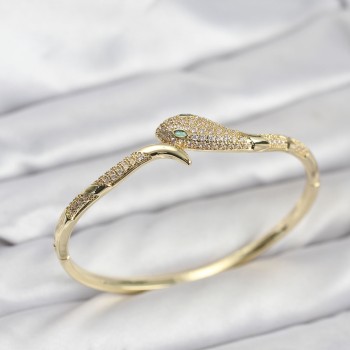 Pirinç Zirkon Taşlı Yılan Model Kadın Kelepçe Bileklik