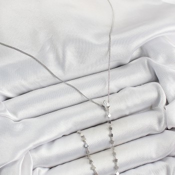 Pirinç Zirkon Taşlı Yıldız Figürlü Y Model Gümüş Renk Kadın Kolye